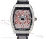 FM Factory Franck Muller Vanguard Iced Out V45 SC DT Stainless Steel Case ETA 2824 Automatic Watch